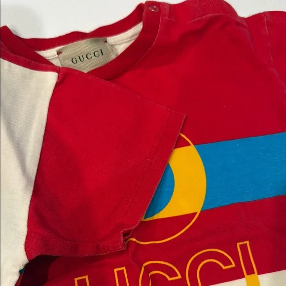 Gucci Kids Red and Cream Logo T-Shirt 9/12M - Picture 3 of 5